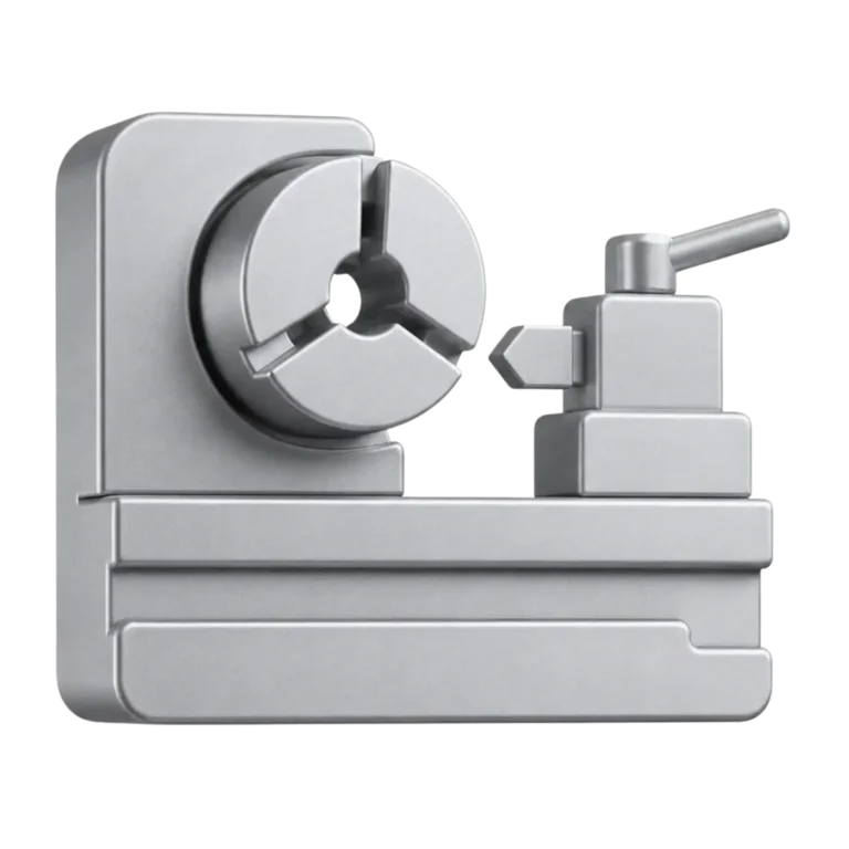 3D CNC-Fräsemaschine-Icon im minimalistischen Metallic-Stil für Industrie und Lohnfertigung