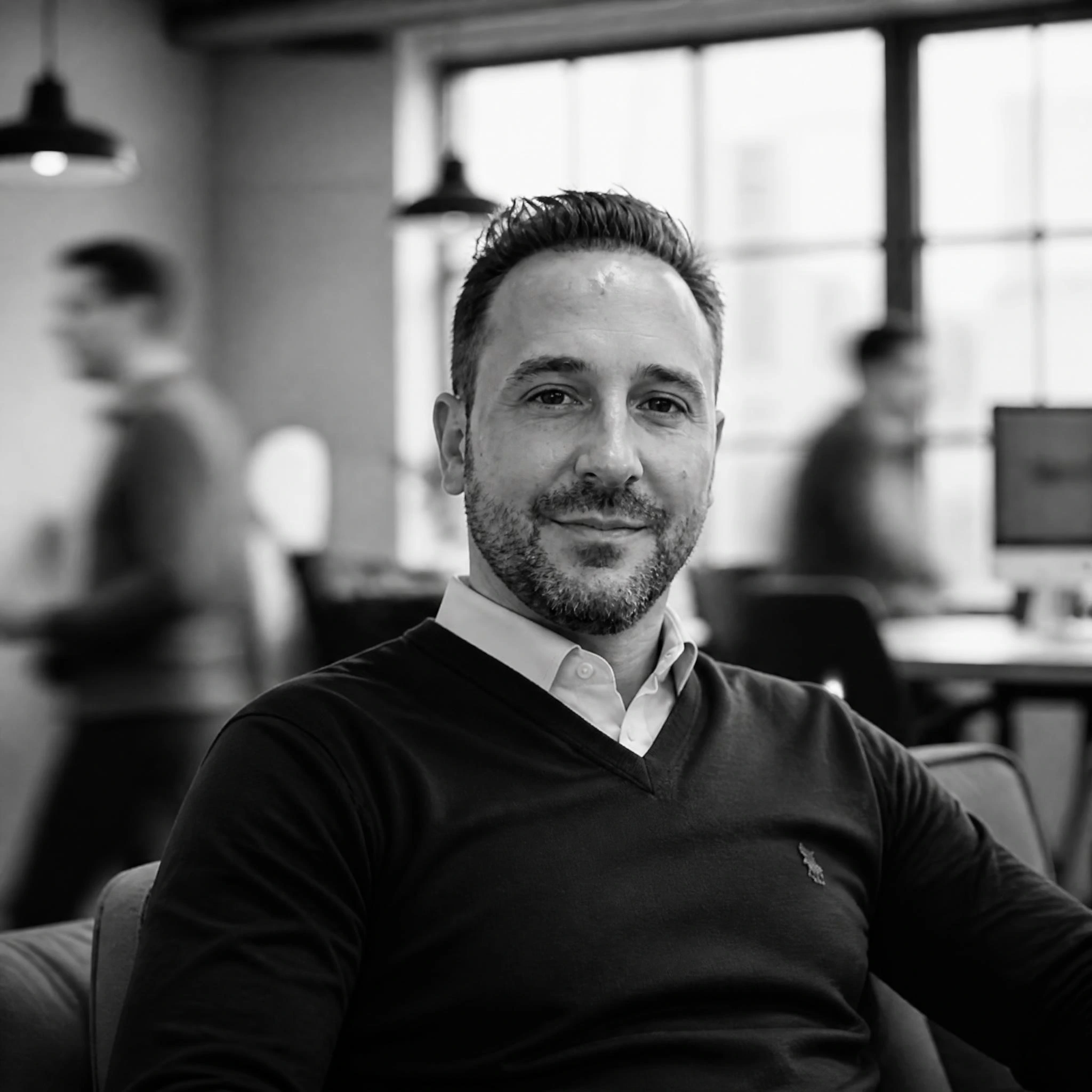 Portrait von Gerardo Vece bei Takoma Digital im modernen Büro-Umfeld für Industrie-Marketing, Digitalisierung und Unternehmensberatung